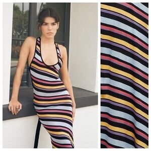 NWT. Zara Diagonal Striped Knitted Midi Dress. Size S.
